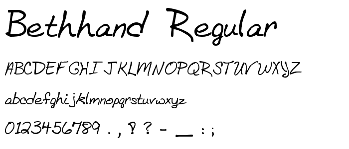 BethHand Regular font